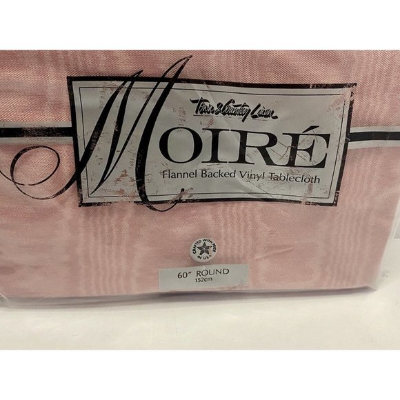 Town & Country Linen Moire Flannel Backed Vinyl Tablecloth 60 inch ROUND - Picture 3 of 6